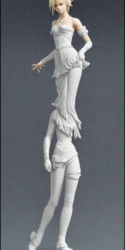 Prompt: a highly detailed 3D figurine of Lady Lunafreya