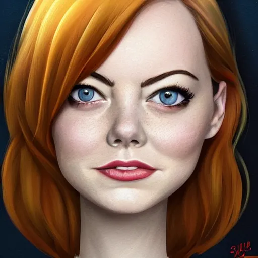 Prompt: emma stone portrait by vince ruz and julio cesar and isabelle staub, disney cartoon face, pixar style, glamorous, character art, digital illustration, big eyes, semirealism, realistic shaded perfect face, fine details, realistic shaded lighting, soft and blurry