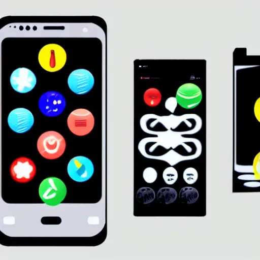 Image similar to a futuristic phone with texts and emojis from another universe