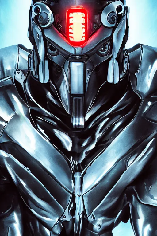 Image similar to cyber cyborg ninja mask helmet metal gear solid artic suit swat commando, global illumination ray tracing hdr fanart arstation by sung choi and eric pfeiffer and gabriel garza and casper konefal, a spectacular view cinematic rays of sunlight comic book illustration, by john kirby