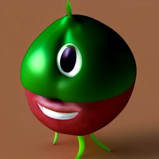 Prompt: crying onion cartoon, 3 d render