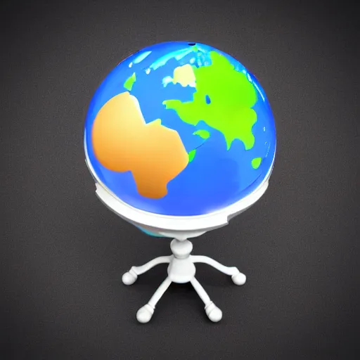 Image similar to isometric globe conept in a cartoony style, 3 d render