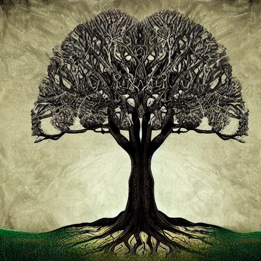 Image similar to tree of life, surrealistic, digital art, highly detailed