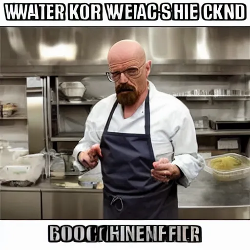 Image similar to walter white cooking chicken realstic