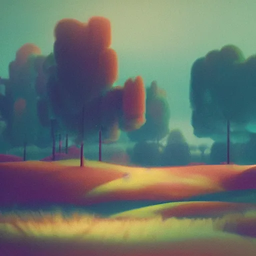 Prompt: abstract landscape painting at 21:00 by james jean and David Schnell, rendering, redshift, octane