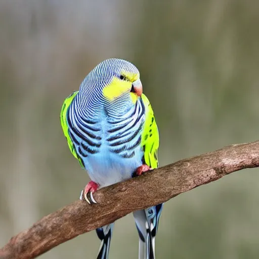 Image similar to a confident looking budgie in a suit