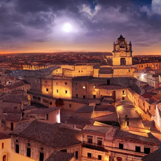 Image similar to the monumental city of caceres with siveth flying over it, dramatic lighting, cinematic, extremly high detail, photorealistic, cinematic lighting, post processed, concept art, artstation, matte painting, style by greg rutkowsky - 1 0 2 4