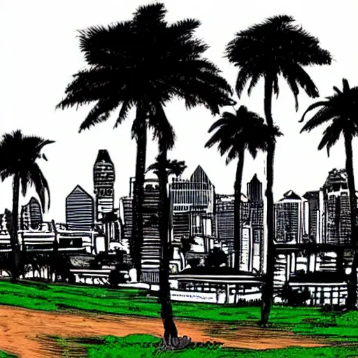 Image similar to bitterkomix style Durban skyline