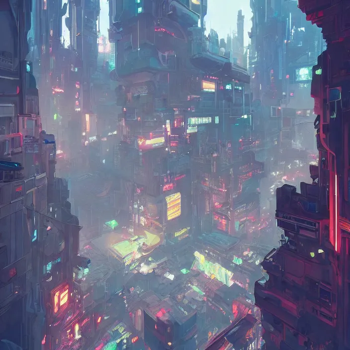 Image similar to a beautiful painting of a cyberpunk city by sergey kolesov and pascal blanche and greg rutkowski and sachin teng. in style of digital art. colorful comic, symmetry, hyper detailed. octane render. trending on artstation