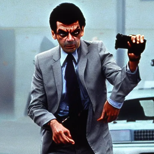 Image similar to A still of Mr Bean as the Terminator in The Terminator (1984)