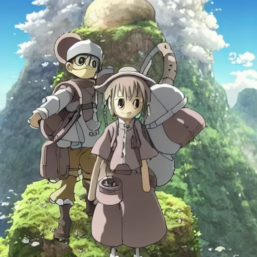 Image similar to made in abyss, illustrations in clear colors, animated film, by studio ghibli