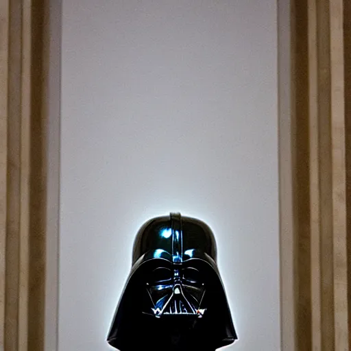 Image similar to sculpture of darth vader in the louvre, by michelangelo