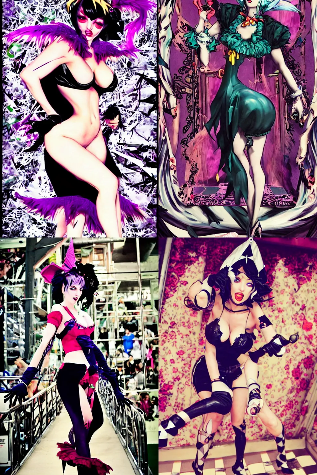 Prompt: morrigan! from darkstalkers! posing on a catwalk, fashion photograph by ellen von unwerth, daigo ikeno, confident pose, staring at camera