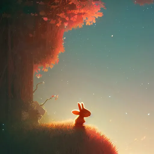 Image similar to cute rabbit by victo ngai and andreas rocha and greg rutkowski trending on artstation unreal engine 8 k hd wallpaperjpeg artifact blur