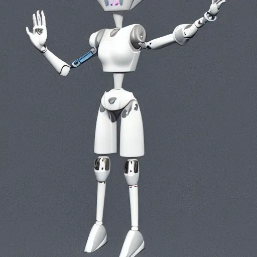 Image similar to anthropomorphic white female wolf, with a left robot arm