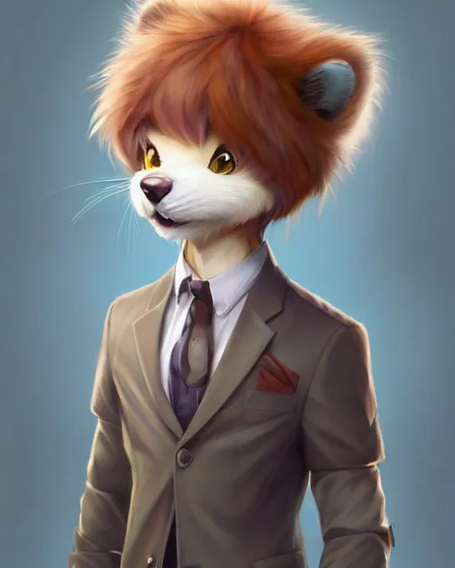 Prompt: character concept art of a cute male anthropomorphic furry | | adorable, a detective fursona, key visual, realistic shaded perfect face, tufted softly, fine details by stanley artgerm lau, wlop, rossdraws, james jean, andrei riabovitchev, marc simonetti, and sakimichan, trending on weasyl