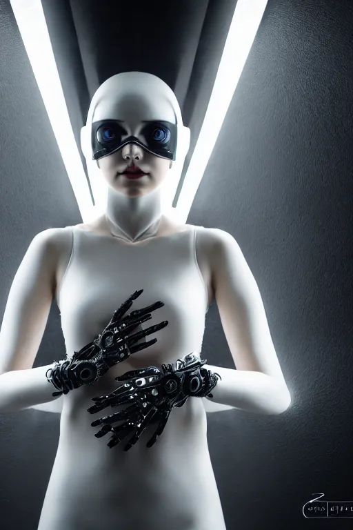 Image similar to beautifull cyberpunk woman model, wearing organic ceramic fractal armor, luxury materials, symmetrical, cinematic, elegant, professional studio light, real dlsr photography, sharp focus, 4 k, ultra hd, sense of awe, high fashion