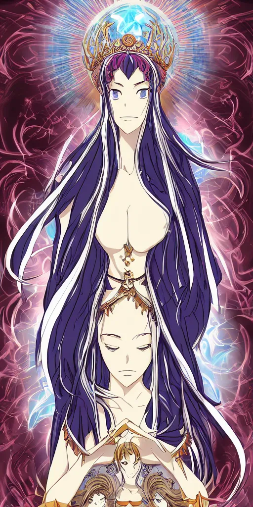 Prompt: a mystical woman priestess, the divine feminine, drawn by studio UFOTABLE,