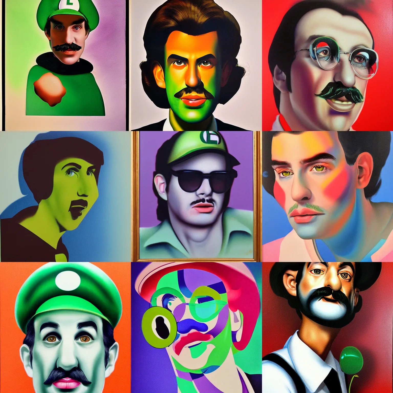 Prompt: portrait in the style of luigi patrignani, 1 9 8 0 s professional airbrush art