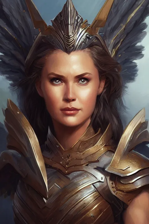 Image similar to amazon valkyrie athena, d & d, fantasy, portrait, highly detailed, headshot, digital painting, trending on artstation, concept art, sharp focus, illustration, art by artgerm and greg rutkowski and magali villeneuve