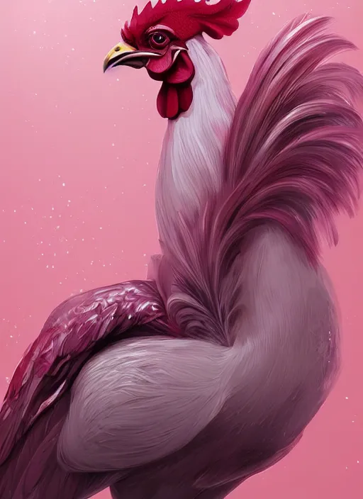 Prompt: rooster, pink, gorgeous, amazing, elegant, intricate, highly detailed, digital painting, artstation, concept art, sharp focus, illustration, art by ross tran