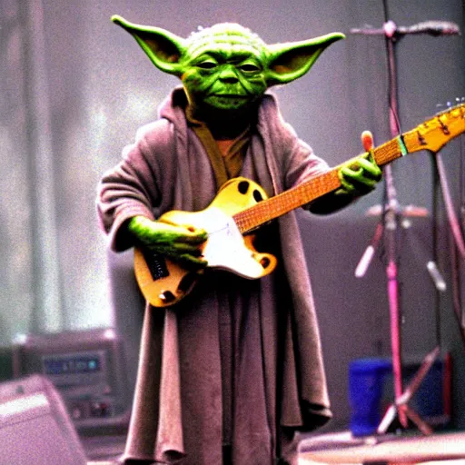 Image similar to yoda performing at woodstock