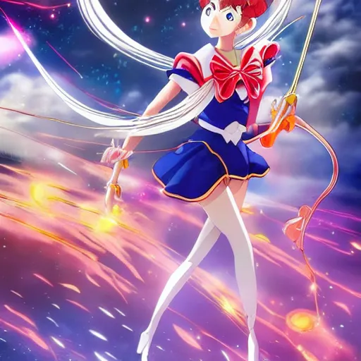 Prompt: sailor moon eternal is a japanese animated action fantasy film artstation