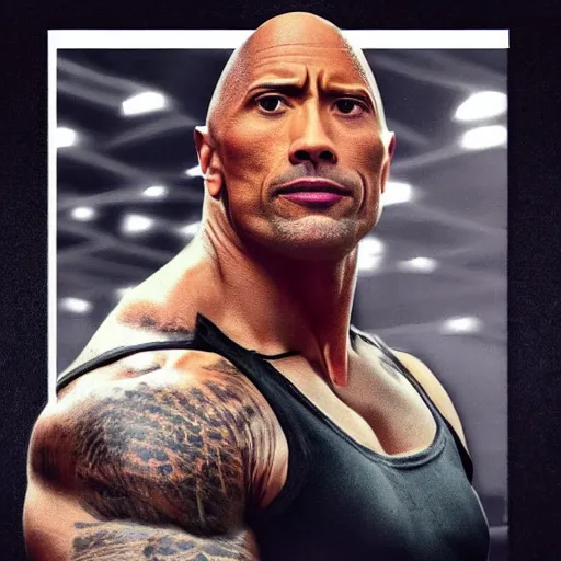 Image similar to dwayne the rock johnson in the style of an instagram baddie