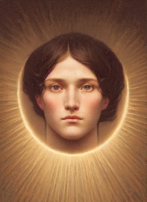 Image similar to intricate oil painting portrait by John William Godward and Anna Dittman and Laurie Greasley and Victo Ngai and Taro Okamoto and Caspar David Friedrich depicting gabriel the archangel, evening, atmospheric lighting, intricate detail, cgsociety, hyperrealistic, octane render, RPG portrait, ambient light, dynamic lighting