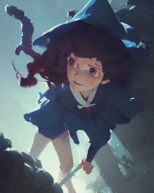 Prompt: little witch academia, intricate, sharp focus, illustration, highly detailed, digital painting, concept art, matte, art by ruan jia and wlop and greg rutkowski, masterpiece