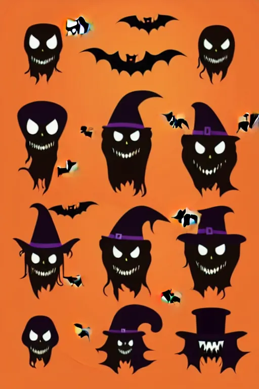 Image similar to illustration halloween characters set, vector art, photoshop files, envato elements, cut, fun, spooky