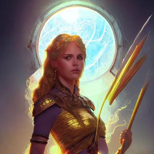 Prompt: solar goddess, d & d, fantasy, portrait, highly detailed, digital painting, trending on artstation, concept art, sharp focus, illustration, art by artgerm and greg rutkowski and magali villeneuve