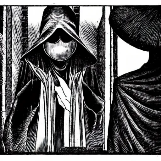 Prompt: the plague doctor, by Junji Ito, japanese horror, creepy and unsettling, a sense of danger