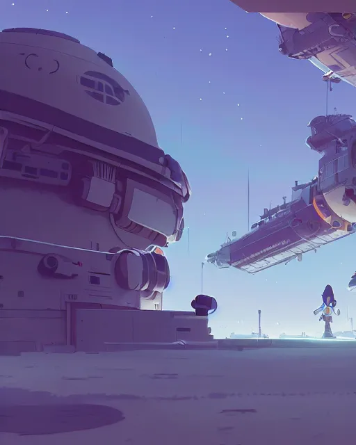 Image similar to landing on the space station settlement, cory loftis, james gilleard, atey ghailan, makoto shinkai, goro fujita, studio ghibli, rim light, exquisite lighting, clear focus, very coherent, plain background, soft painting