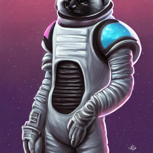 Image similar to painting of an anthropomorphic racconn astronaut with ref half - furaffinity, digital painting, detailed, furry art, furry fandom, furaffinity