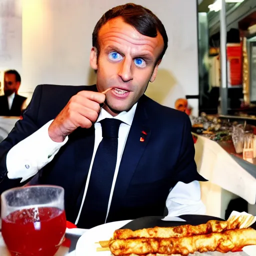 Image similar to emmanuel macron eating a kebab