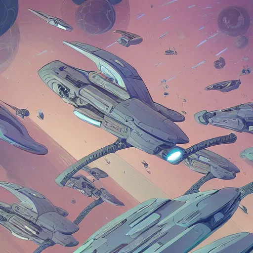 Image similar to spaceship fleet, organic shapes, bulbous shperical windows, intricate, elegant, highly detailed, digital painting, artstation, concept art, matte, sharp focus, illustration by Feng Zhu and Loish and Laurie Greasley, Victo Ngai, Andreas Rocha, John Harris