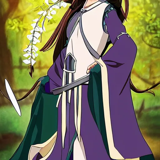 Image similar to beautiful medieval anime girl
