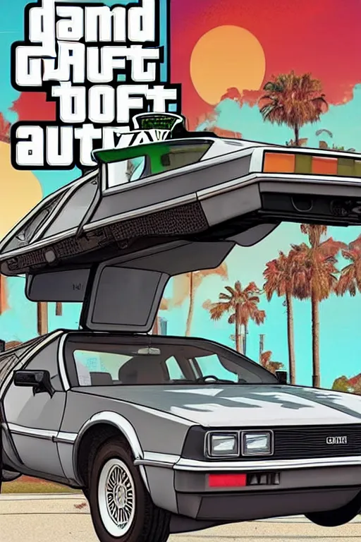 Image similar to GTA V cover art based on Back to the Future, starring Marty Mcfly