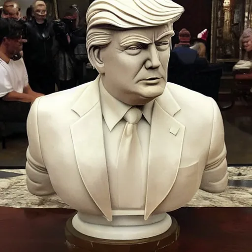 Prompt: marble statue of donald trump, realistic