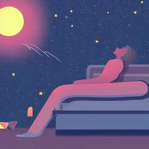 Image similar to illustration of a person stargazing peacefully