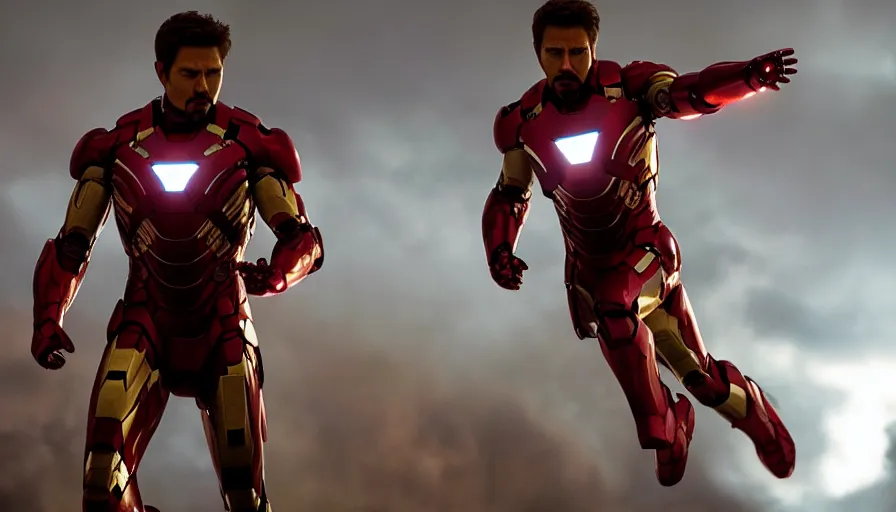 Prompt: Tom Cruise as Iron Man, detailed high contrast lighting, spherical lens, IMAX cinematography by Roger Deakins 4k