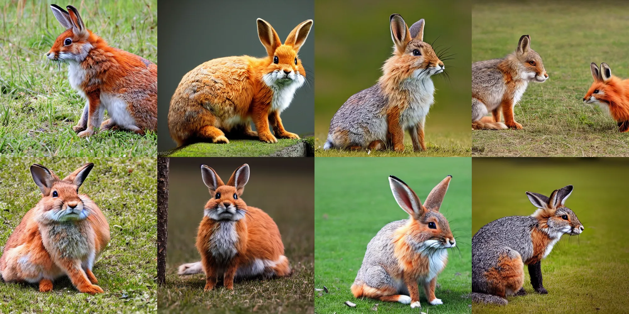 Prompt: A photograph of a rabbit sitting on top of a fox