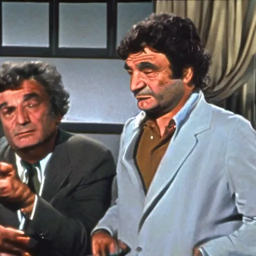 Prompt: a scene from columbo with peter falk