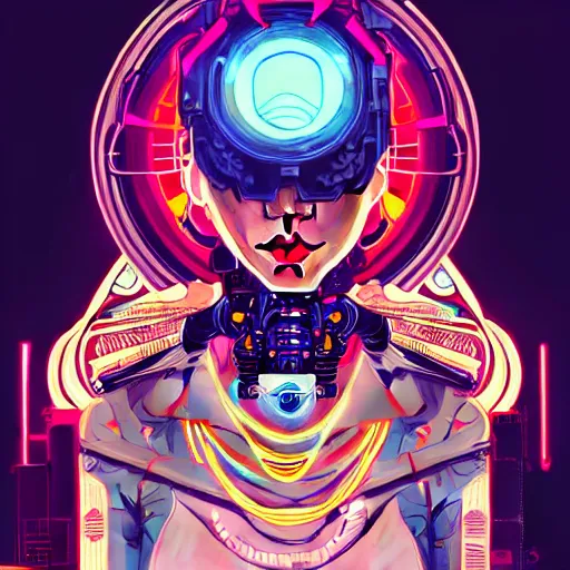 Prompt: high quality high detail portrait of a cybernetic queen diesel punk character in an futuristic world, tristan eaton, victo ngai, artgerm, rhads, ross draws, hyperrealism, intricate detailed, alphonse mucha, pastel colors, ghost in the shell, artstation,