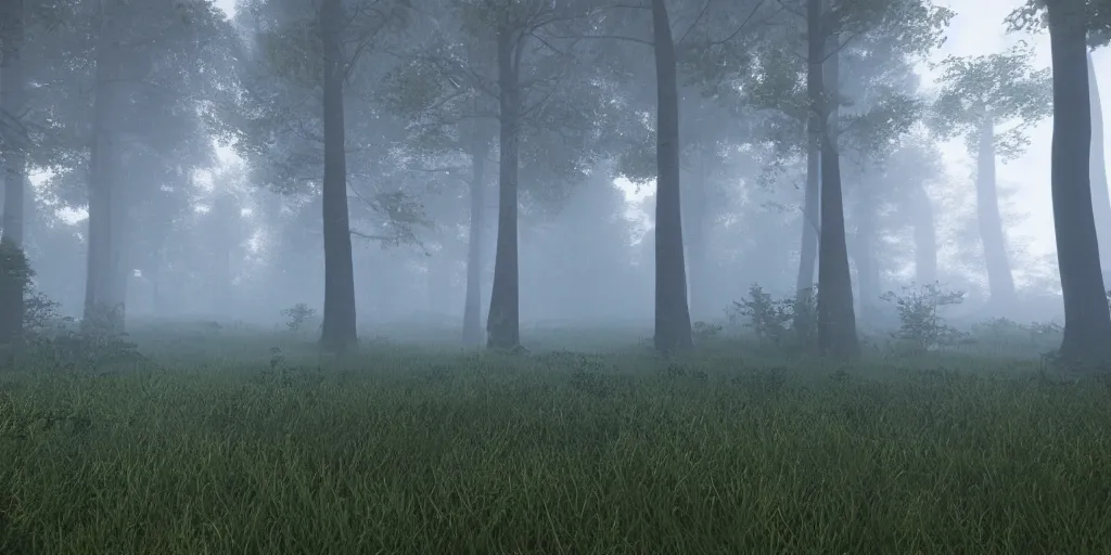 Image similar to forest, unreal engine, 4k, misty, rain