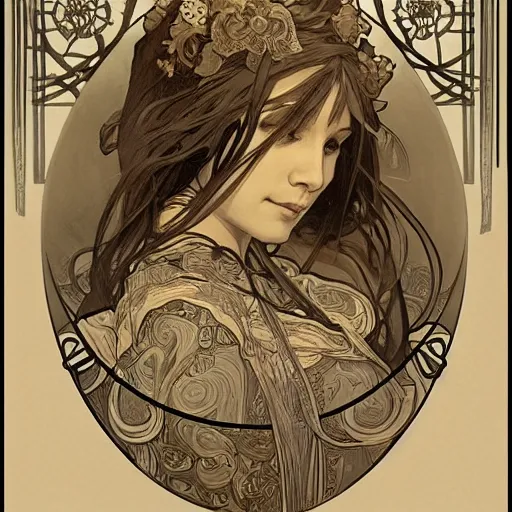 Prompt: amazing lifelike award winning pencil illustration of alphonse mucha trending on art station artgerm greg rutkowski alphonse mucha cinematic