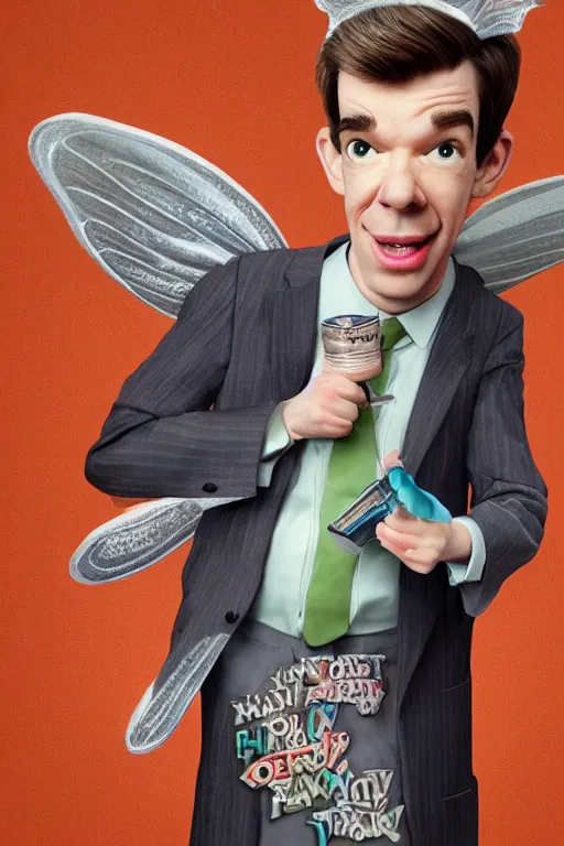 Image similar to john mulaney as the tooth fairy in smart car, ultra detailed fantasy, by andy park