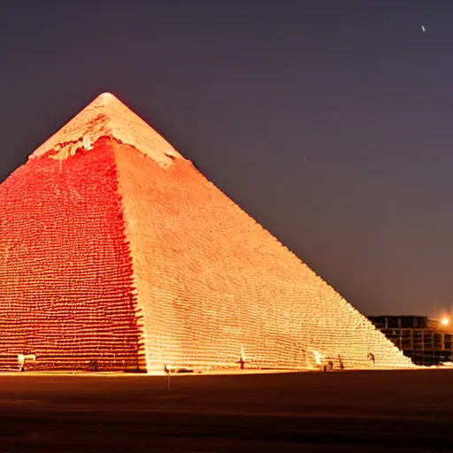 Image similar to a pyramid outlined with whirling neon lines