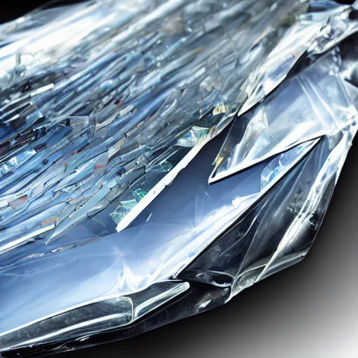 Prompt: a glass shard art of a car, ultra high detail.